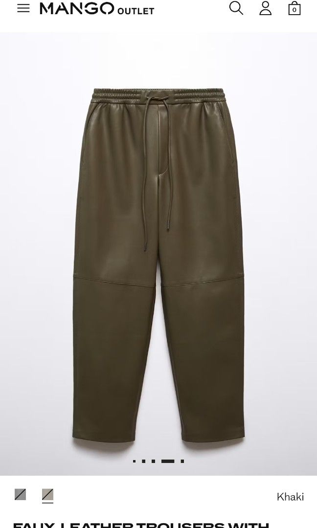 MANGO Faux Leather Olive Green Pants (Category: Other Bottoms) located in Manila. Submitted by thriftspotting (Listing ID 1466520206, Image 3). Description: Good as New Condition..