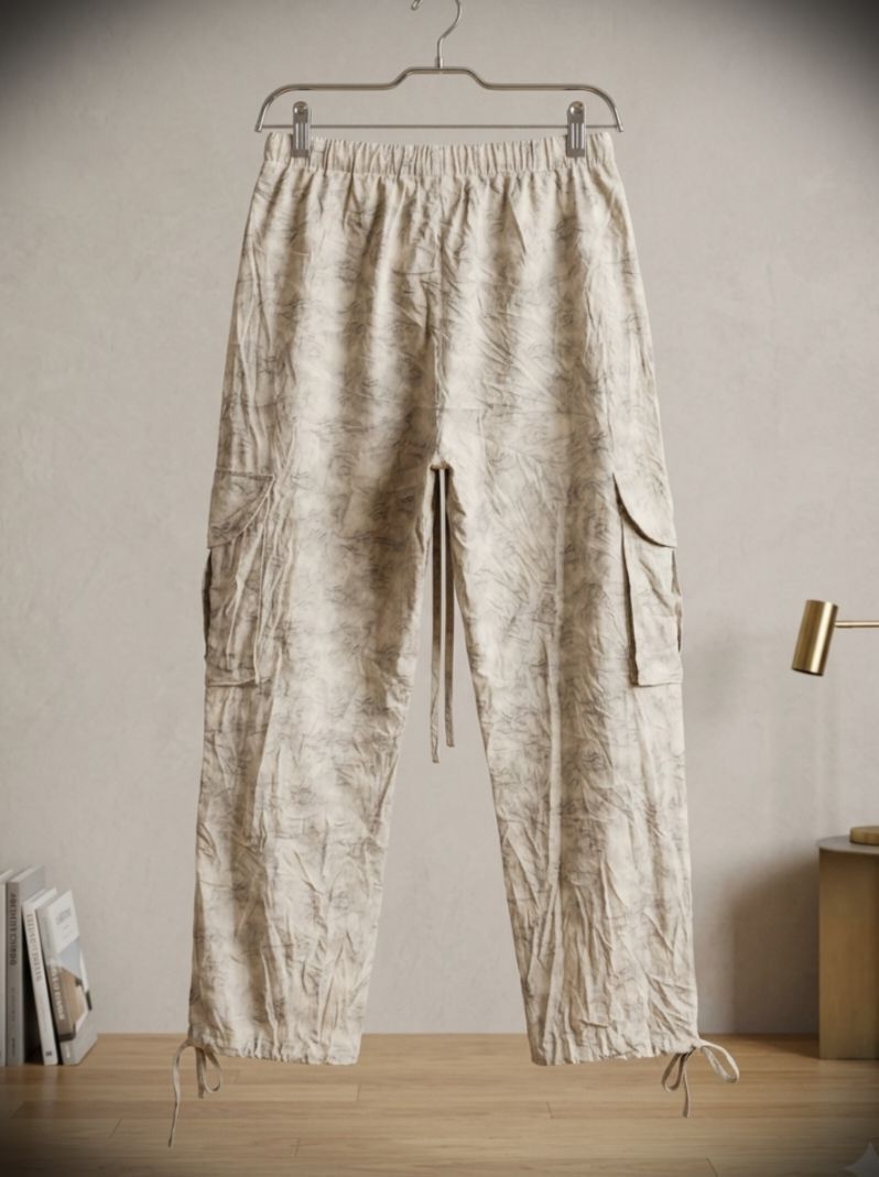 Marble Print Woven Cargo Drawstring Pants (Category: Jeans) located in Manila. Submitted by liliaplay (Listing ID 1466347638, Image 2). Description: Premium Solid! Pre-loved Imported 4 pockets semi lightweight and thick Retro vibes Baggy Unisex size: 28-32 hem/rise: 12.5 length: 40 leghole: 10 No Issue! rtw Lowered to its negotiable price Payment 1st Shipped.
