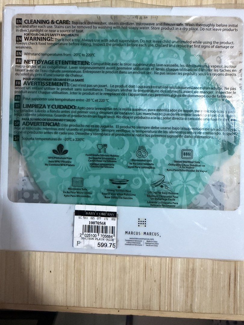 Marcus & Marcus Suction Plate Ollie (Category: Weaning & Toddler Feeding) located in Bocaue. Submitted by graceeshoppe (Listing ID 1466560528, Image 2). Description: - Brand new in box, unopened Marcus & Marcus green suction plate - Ideal for babies 12 months and older - Strong suction base keeps the plate securely in place during meals - Made of safe, food-grade silicone rubber (BPA & phthalate-free) - Withstands extreme temperatures from -20°C 
