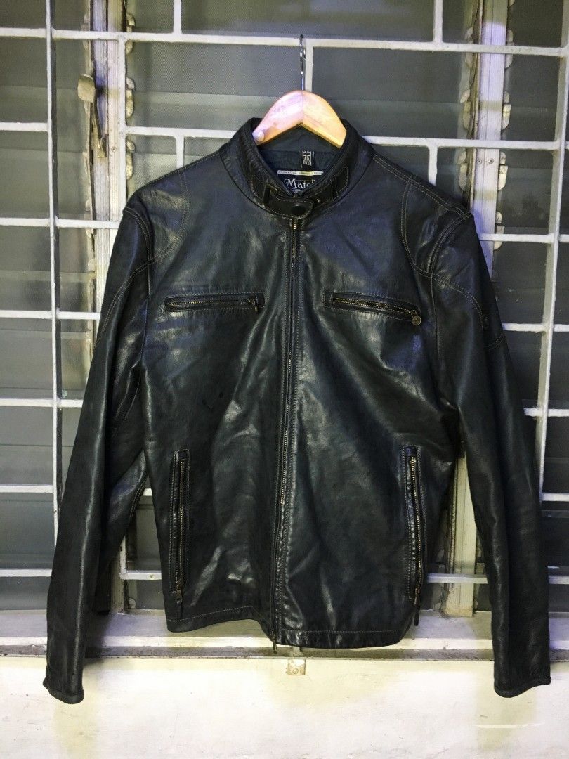 Matchless Black Leather Biker Jacket (Category: Coats, Jackets and Outerwear) located in Cabuyao City. Submitted by roronhilira (Listing ID 1466455715, Image 2). Description: MATCHLESS LONDON * Motorcycle Cafe Racer Leather Jacket Matchless London, the iconic British brand that has been combining style, innovation and quality since 1899. 100% CUIR LEATHER Large on tag 21 pit to pit 25 length 18.5 shoulder to shoulder 23.5 sleeve length 9/10 color