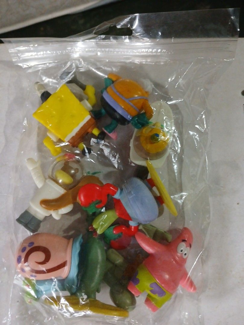 Mcdo Spongebob Squarepants Figure Toy Set (Category: Figurines & Statues) located in Manila. Submitted by diczenestr94951 (Listing ID 1466353572, Image 2). Description: - Complete set of 8 SpongeBob SquarePants mini figures - Includes SpongeBob, Patrick, Squidward, Mr. Krabs, Sandy, Gary, Mermaid Man, and Plankton - Sold as a complete bundle only - Perfect for fans and collectors - Condition: Minor paint wear from play and storage.
