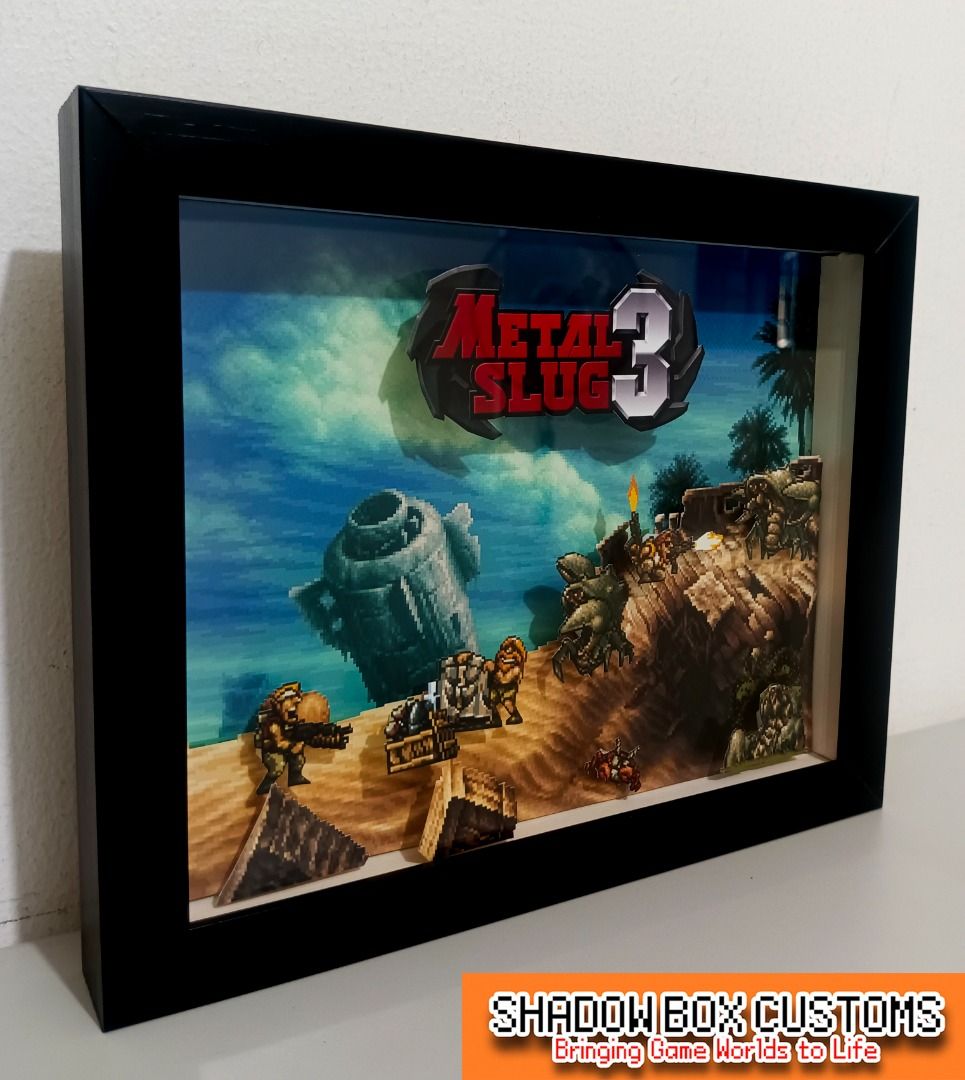Metal Slug 3 Classic Video Game Shadow Box (Category: Nintendo) located in Quezon City. Submitted by natzuki10 (Listing ID 1466358027, Image 2). Description: Metal Slug 3 Classic Video Game Shadow Box Height: 8 inches Width: 10 inches *Handmade Pixel Shadow Boxes *Accepting Customized Designs *Perfect for Gamers & Collectors #videogames #nintendo #playstation #roomdecor #collection #gamer #gift .