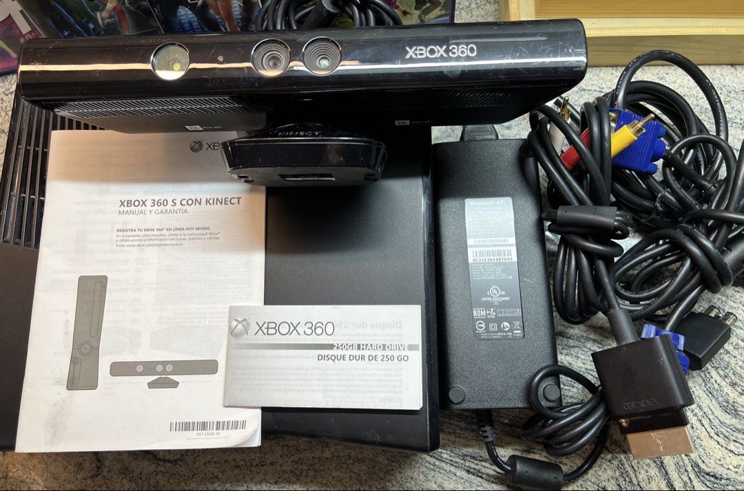 Microsoft Xbox 360 S 250GB Console with Kinect and 4 Games (Category: Xbox) located in Pasig City. Submitted by edgarlou (Listing ID 1466475561, Image 3). Description: - 110 VOLT - Console: Black Xbox 360 S with 250GB HDD (Tested & 100% working) - Included: Kinect sensor, 1 wireless controller, power brick, AV cables, and manuals - Games included: Just Dance 3, Dance Central, Kinect Adventures, and The Black Eyed Peas Experience - Perfect bundle 