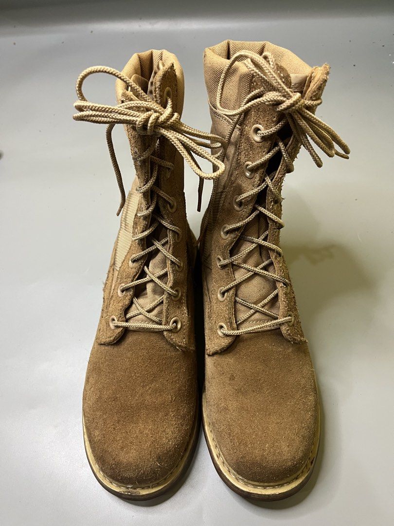 military-style combat boots, (Category: Boots) located in Lala. Submitted by adrian.885 (Listing ID 1466523742, Image 3). Description: desert tan military-style combat boots, distinguished by their durable suede and canvas panel construction. NAPAKA SOLID MATERIAL .