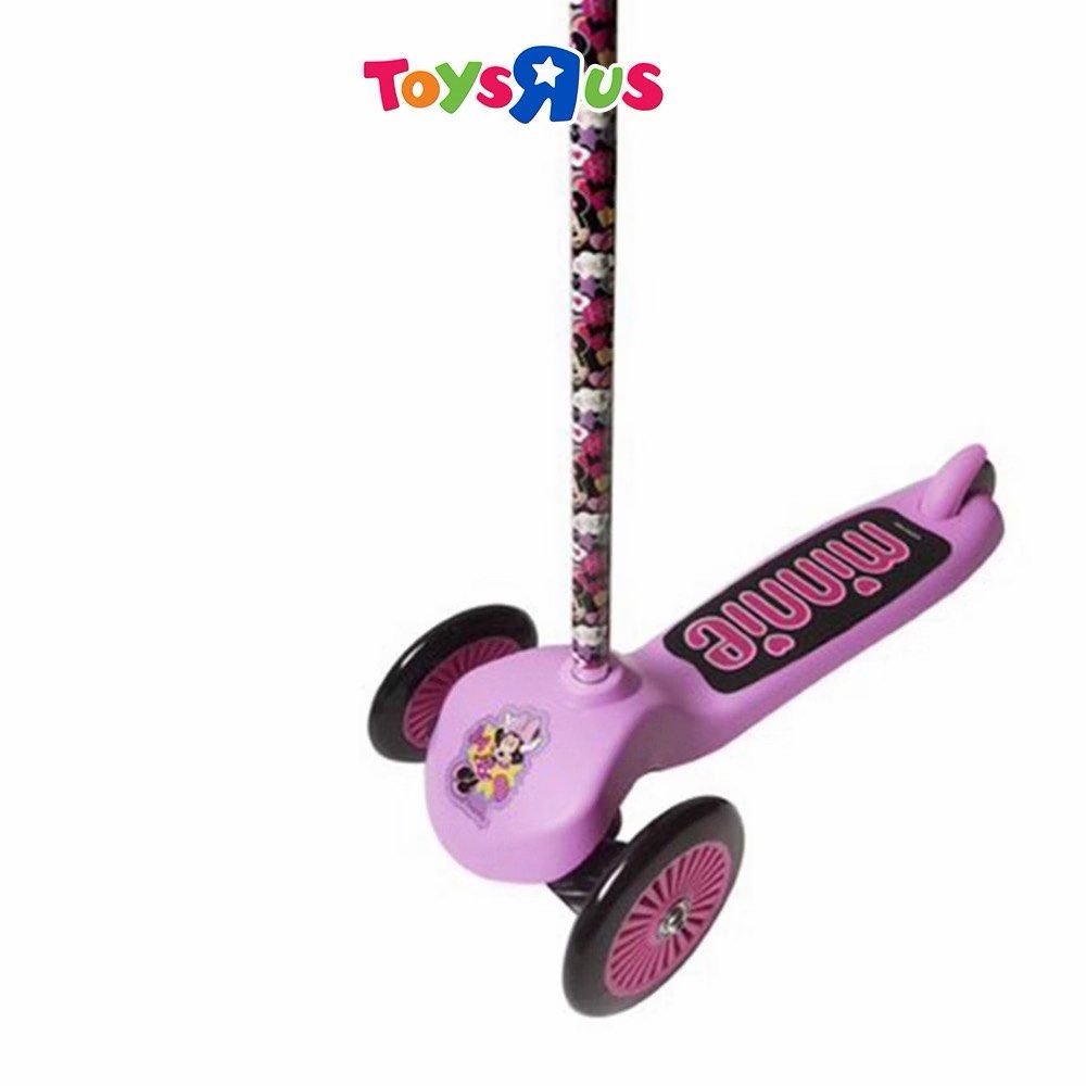 Minnie Mouse 3-Wheel Kick Scooter (Category: Skates, Rollerblades & Scooters) located in Makati City. Submitted by juju_08 (Listing ID 1466422731, Image 1). Description: - Authentic Disney Minnie Mouse pink 3-wheel scooter for kids - Dual front wheels provide extra stability for young riders - Fun cartoon graphics on handlebar pole and Minnie decal near front - Comfortable foam grip handles - Clean and ready to ride with slight wear on the back g