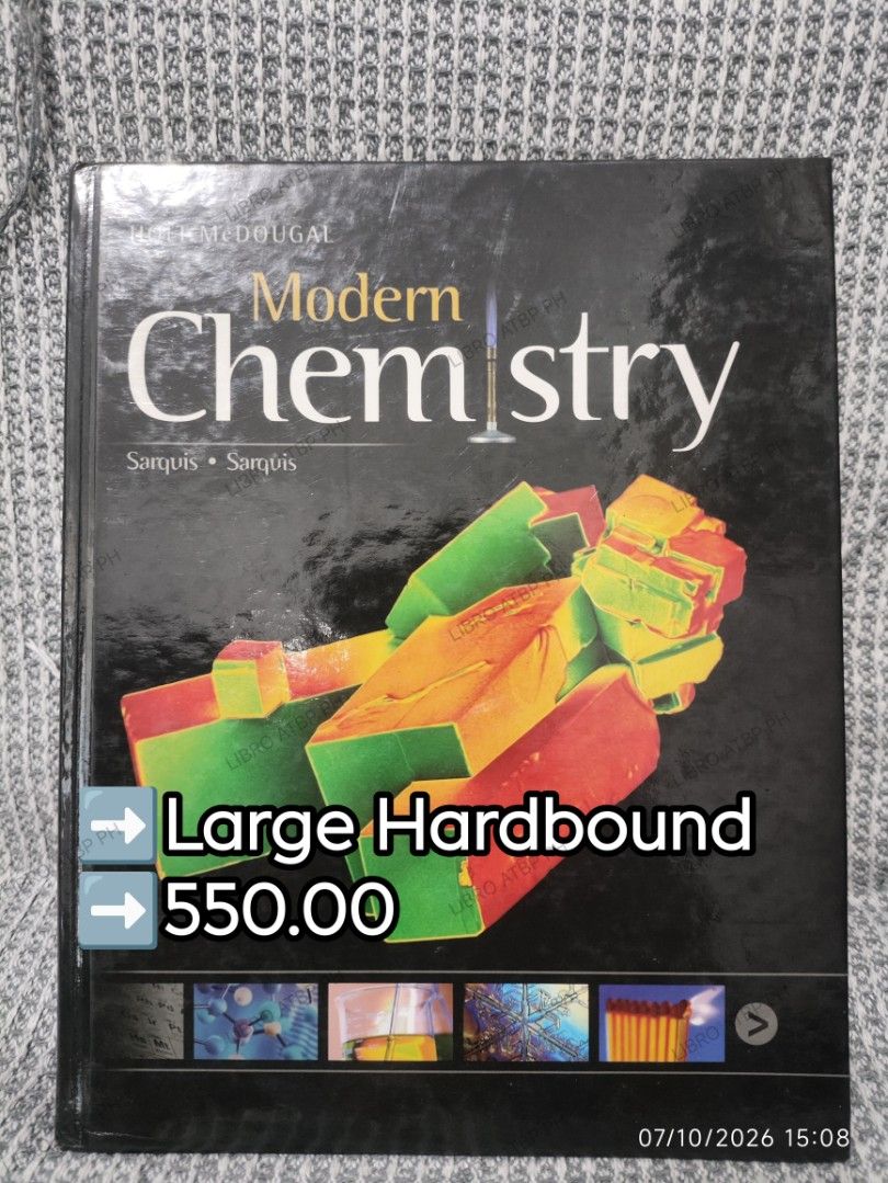 Modern Chemistry (Category: Textbooks) located in Quezon City. Submitted by libro_atbp (Listing ID 1466413703, Image 1). Description: 📚 PRE-LOVED BOOKS FOR SALE ➡️Decluttering my personal collection. 💜 ✅Mostly Non-Fiction. ✅Self-Help, Management Books, Philosophy, Psychology, Coffee Table, Text Books/Reference ➡️Prices & conditions are indicated in the photos. 💳 GCash / MariBank / GoTyme 🚚 Grab / Lalamove / Flash / J&T 📍 North Olympus Subd, 