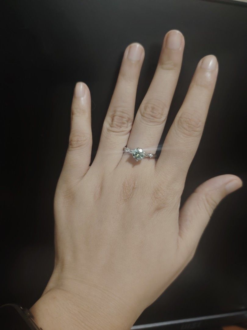 Moissanite Deep Blue colored ring (Category: Rings) located in Caloocan City. Submitted by cherishedfinds (Listing ID 1466428531, Image 2). Description: - Tested Moissanite ring (pass diamond tester) - Adjustable - 18K White Gold plated - Perfect for dummy engagement/wedding ring - Spend 500, get a freebie 🎁 You may add items from my other listings 💯.