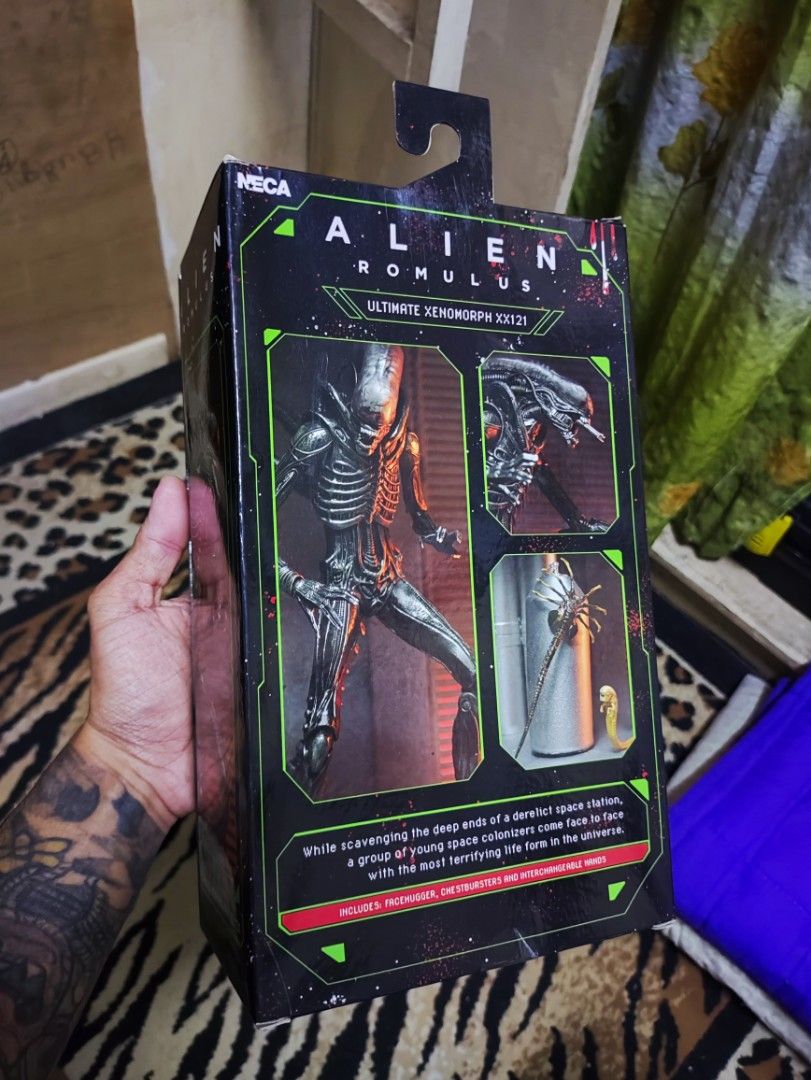 NECA Alien Romulus Ultimate Xenomorph XX121 Figure (Category: Figurines & Statues) located in Caloocan City. Submitted by rhaine4153 (Listing ID 1466492178, Image 1). Description: - Official 20th Century Studios licensed merchandise - NECA Alien Romulus Ultimate Xenomorph XX121 action figure - Includes facehugger, chestbursters, and interchangeable hands - Premium window box packaging with opening front flap - Ideal for sci-fi fans and collectors