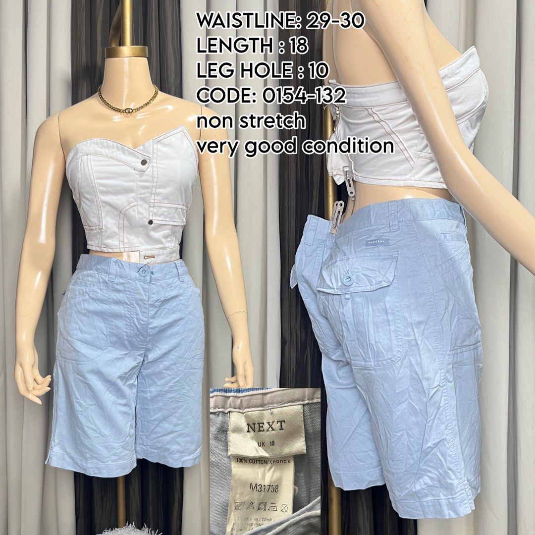 Next Blue Denim Shorts Size UK 10 (Category: Shorts) located in Naga. Submitted by rmapprl (Listing ID 1466491564, Image 1). Description: - Brand: Next - Color: Light Blue - Material: 100% Cotton, non-stretch fabric - Size: UK 10 - Measurements: Waist 29-30 inches, Length 18 inches, Leg hole 10 inches - Features: Back cargo pockets with button closure, clean fabric, solid stitching - Item Code: 0154-132.