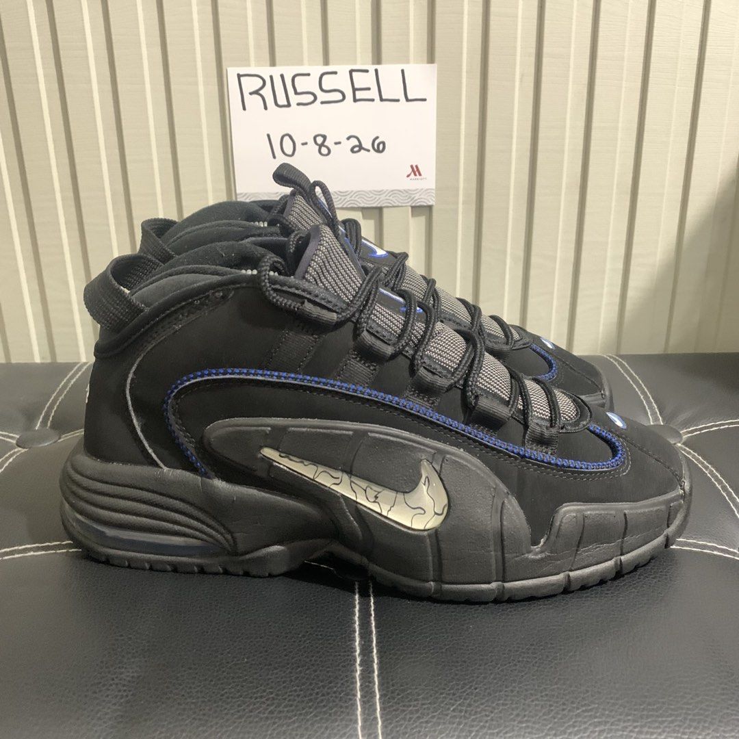 Nike Air Max Penny 1 allstar (Category: Sneakers) located in Taguig. Submitted by russell242 (Listing ID 1466545588, Image 2). Description: - Model: Nike Air Max Penny 1 (Black/Royal Blue) - Iconic liquid silver jeweled swoosh on the sides - Signature Penny Hardaway '1cent' logo embroidered on the heel - Ribbed mesh tongue construction with blue mini swoosh branding - Comfortable visible Air Max cushioning unit in the midsole - Meet-ups and natio