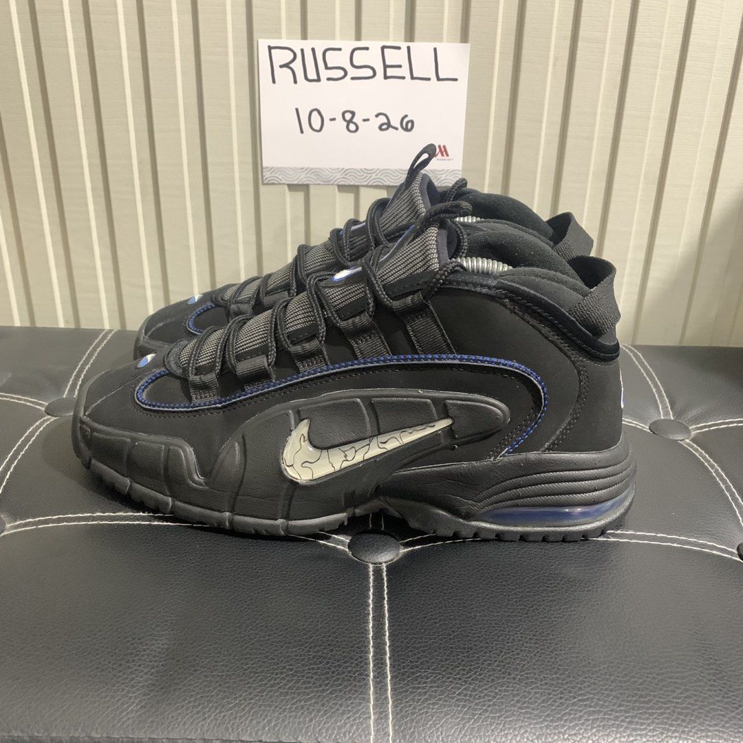 Nike Air Max Penny 1 allstar (Category: Sneakers) located in Taguig. Submitted by russell242 (Listing ID 1466545588, Image 3). Description: - Model: Nike Air Max Penny 1 (Black/Royal Blue) - Iconic liquid silver jeweled swoosh on the sides - Signature Penny Hardaway '1cent' logo embroidered on the heel - Ribbed mesh tongue construction with blue mini swoosh branding - Comfortable visible Air Max cushioning unit in the midsole - Meet-ups and natio