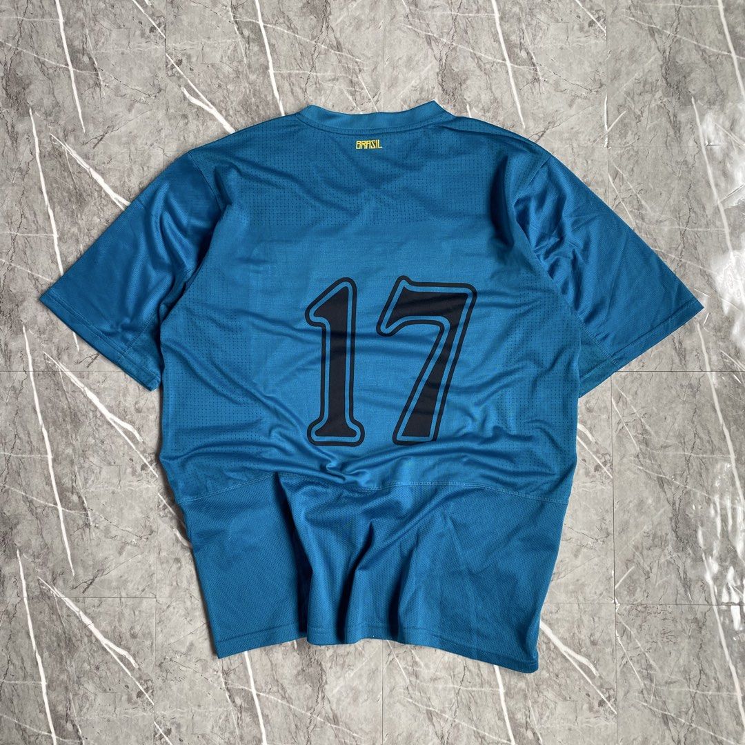 Nike Brazil Jersey (Category: Activewear) located in Naga. Submitted by wanderingtreasures.ph1 (Listing ID 1466515295, Image 2). Description: Nike Brazil Jersey Condition 9/10 Color rate 9.8/10 Embroidered Brazil / Swoosh L-XL size Width 22.5 / Length 29.5 Minimal issue on front print php + sf 📩.