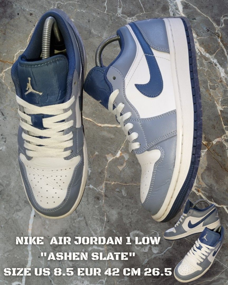 NIKE JORDAN 1 LOW "ASHEN SLATE" (Category: Sneakers) located in Taytay. Submitted by ThriftRacks (Listing ID 1466390652, Image 1). Description: FREE SHIPPING‼️ PRELOVED/THRIFTED FROM UKAY SHOE BALE NIKE JORDAN 1 LOW "ASHEN SLATE" SIZE US 8.5 EUR 42 CM 26.5 ISSUE SIGNS OF USAGE MINIMAL SCRATCHES AS YOU CAN SEE IN THE PHOTO. J&T Express Lalamove for nearby cities Free Shipping Strictly Payment First Mode of payment-Maya & Gotyme.