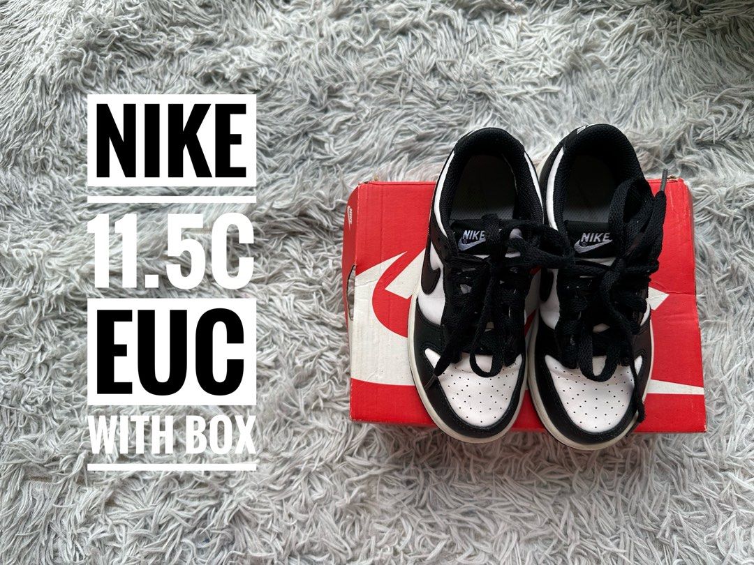 Nike Panda Dunks Kids Size 11.5C (Category: Babies & Kids Fashion) located in Calapan. Submitted by momirae (Listing ID 1466494972, Image 1). Description: 1 day reservation only loc: calapan city oriental mindoro (luzon) no shop*ee checkout, no cod/cop gcash, unionbank, maribank, gotyme j&t courier NO RUSH SHIPPING **additional fee for the rider if you want same day pickup for shipping.