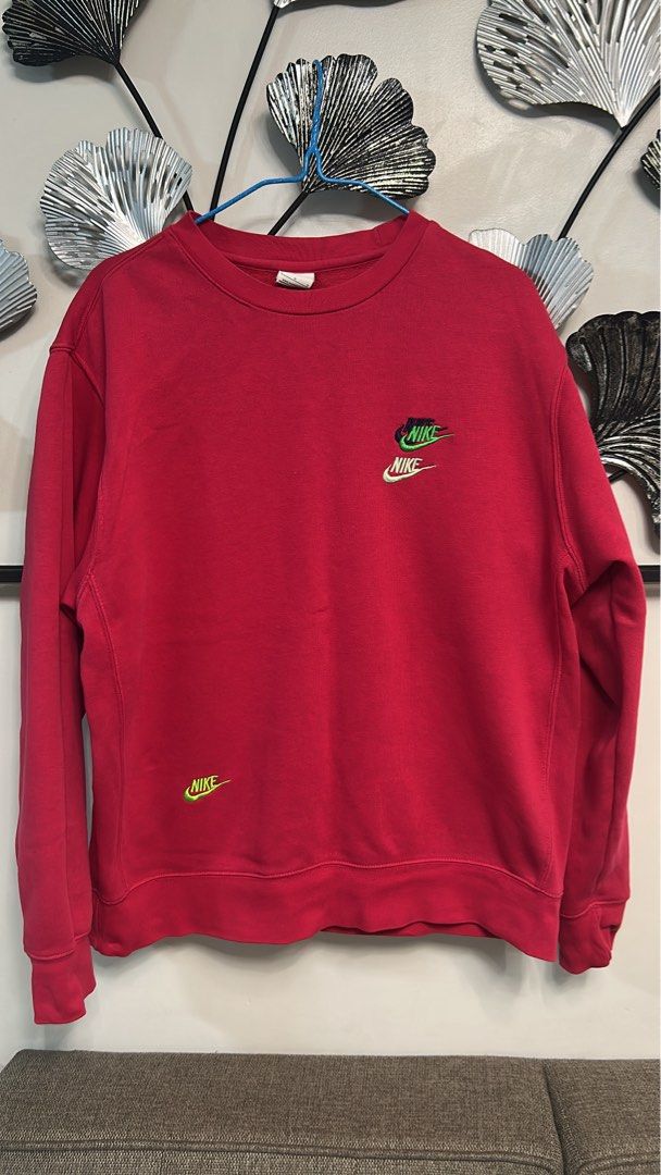 Nike Red Multi-Logo Embroidered Crewneck Sweatshirt (Category: Coats, Jackets and Outerwear) located in Manila. Submitted by kennethlav05128 (Listing ID 1466465640, Image 1). Description: Dimes 24x27 Negotiable .