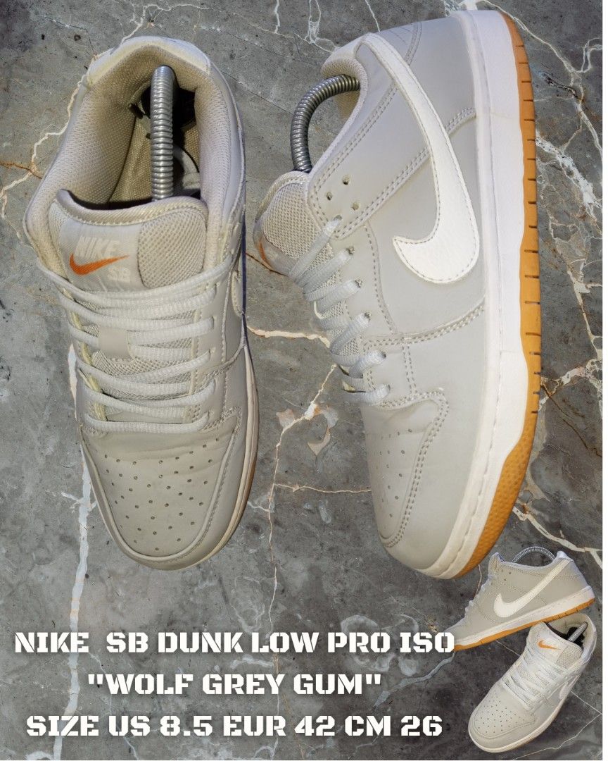 NIKE SB DUNK LOW PRO "WOLF GREY GUM" (Category: Sneakers) located in Taytay. Submitted by ThriftRacks (Listing ID 1466404066, Image 1). Description: FREE SHIPPING‼️ PRELOVED/THRIFTED FROM UKAY SHOE BALE NIKE SB DUNK LOW PRO "WOLF GREY GUM" SIZE US 8.5 EUR 42 CM 26 LIGHTLY USED J&T Express Lalamove for nearby cities Free Shipping Strictly Payment First Mode of payment-Maya & Gotyme.