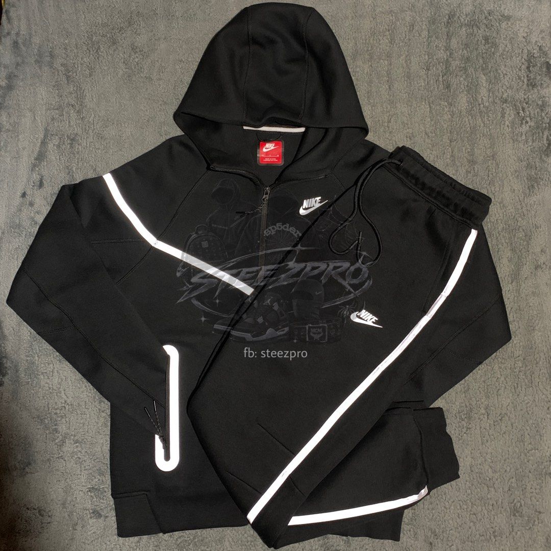 Nike Tech Fleece Black Reflective Set (Category: Hoodies) located in Manila. Submitted by steezpro.dept (Listing ID 1466503561, Image 1). Description: Try for fittings only and found out that is not perfectly fit to the owner. But the hang tags already remove..