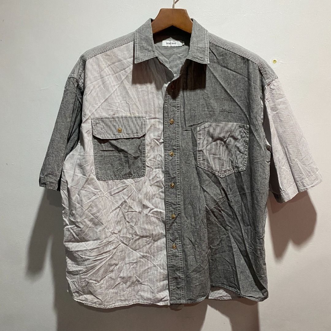 Niko and.. Patchwork Summer Work Shirt L (Category: Tshirts & Polo Shirts ) located in Antipolo. Submitted by bentakahitanoano (Listing ID 1466507623, Image 2). Description: Still in good condition Size L Boxy oversized Pit to pit 27 Length 28.