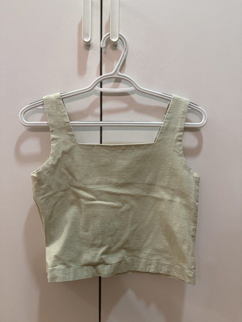 Nikocia Square neck linen top in Sage (Category: Sleeveless) located in Quezon City. Submitted by hazpreloved (Listing ID 1466428048, Image 2). Description: Nikocia linen top in Sage Fits XS-S Discounts for bulk orders Tags: shein, mango, pull & bear, h&m, cotton on.