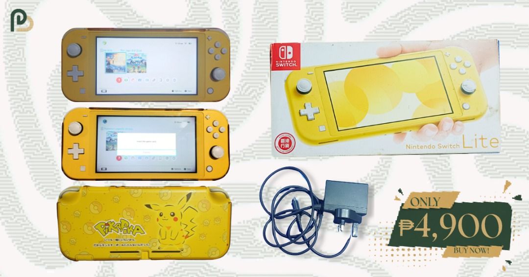 Nintendo Switch Lite Yellow (Category: Nintendo) located in Caloocan City. Submitted by pixel_bros (Listing ID 1464261002, Image 1). Description: FOR SALE @ Pixel Bros ㅤ NINTENDO SWITCH LITE Yellow Price: ₱4,900 fixed. INCLUDED: - Console w/ Tempered Glass - Original Box - Original Charger ㅤ CONDITION - Fully working and tested - Very slight LCD vignette shown in the photos, not noticeable while playing - No other issue, all buttons working and n