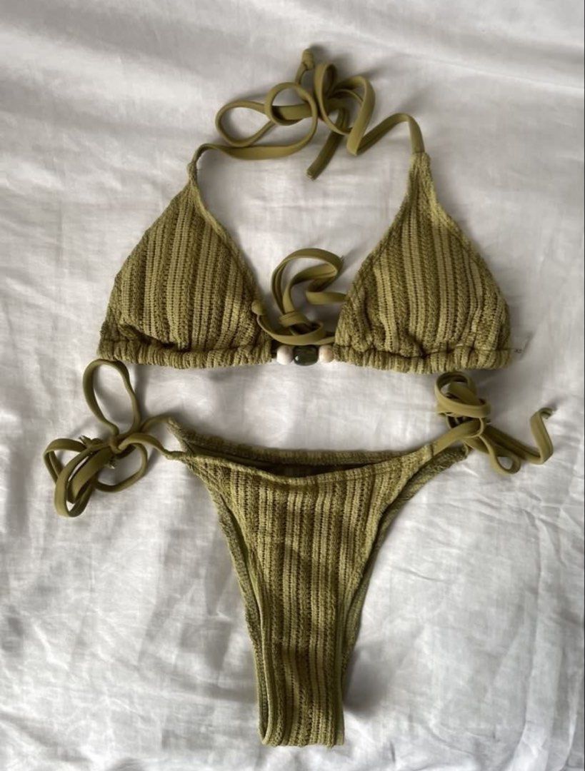 Olive Green Shein Bikini Set (Category: Bikinis & Swimsuits) located in Quezon City. Submitted by japfoodl0ver (Listing ID 1466440084, Image 1). Description: - Used once - Bought from another carouseller - Price is firm.