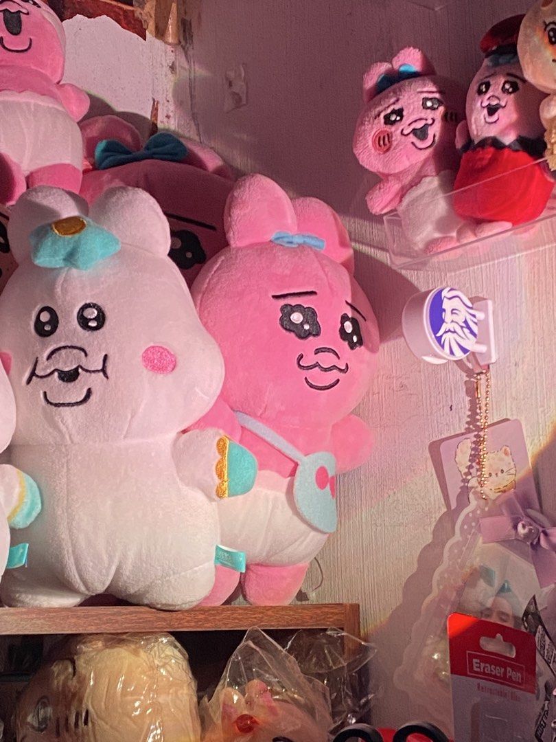 Opanchu usagi w/ bag (Category: Plushies & Soft Toys) located in Manila. Submitted by xxjjeyyy (Listing ID 1466510746, Image 1). Description: - Cute soft stuffed rabbit plush toys available in pink and white variants - Adorable design complete with blue hairbows and tiny crossbody bags - Made with fluffy, high-quality material - Well-kept on shelf and in clean condition - Perfect display pieces or gifts for fans of cute characters Rfs: duplicates