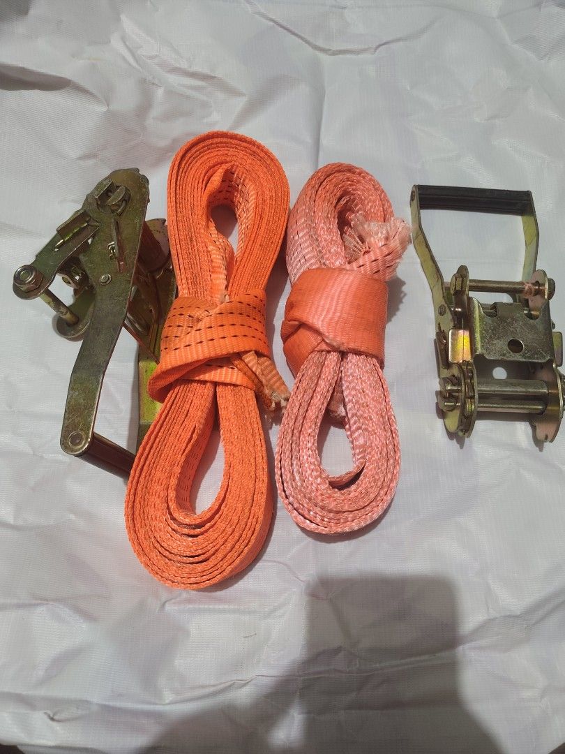 Orange Heavy Duty Ratchet Tie Down Straps Cargo Straps (Category: Construction Tools & Equipment) located in Muntinlupa City. Submitted by dhido (Listing ID 1466523205, Image 3). Description: - 2pcs heavy-duty orange ratchet tie-down straps - Metal ratchets with comfortable rubber grip handles - Strong, durable webbing material for heavy loads - Ideal for securing cargo, moving, and transport - Ready for pickup or delivery.
