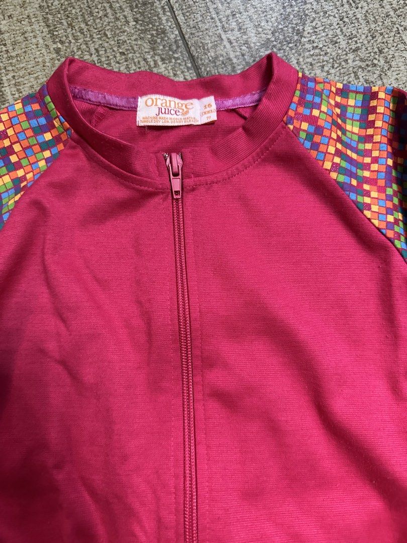 Orange Juice Pink Zip Jacket with Pixel Pattern (Category: Coats, Jackets and Outerwear) located in Manila. Submitted by jochelle2468 (Listing ID 1466431584, Image 2). Description: - Brand: Orange Juice -NEED IRONING -NO ISSUE OR DAMAGE Size: Small perfect for age 7 and up! Bright pink with pixel mosaic pattern on sleeves. Full front zipper. Negotiable ₱250.