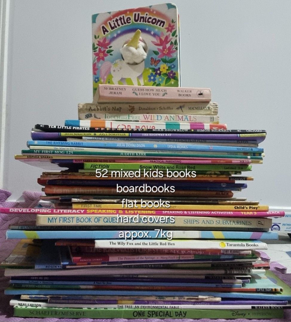 P500 book bundle (appox. 10 kgs) (Category: Children's Books) located in Taguig. Submitted by mayor_vito (Listing ID 1466514372, Image 1). Description: LAST PRICE POSTED Selling as-is, but inspected each piece-- enjoyable pa talaga, konting shelf wears lang yung iba. PERO mostly ang gaganda pa--walang punit, walang watermarks....need space lang talaga (appox. 10 kgs) MOP: Payment 1st thru GCash, Maribank or BPI MOD: SCO, TCO, J&T and Lala/Grab Lo