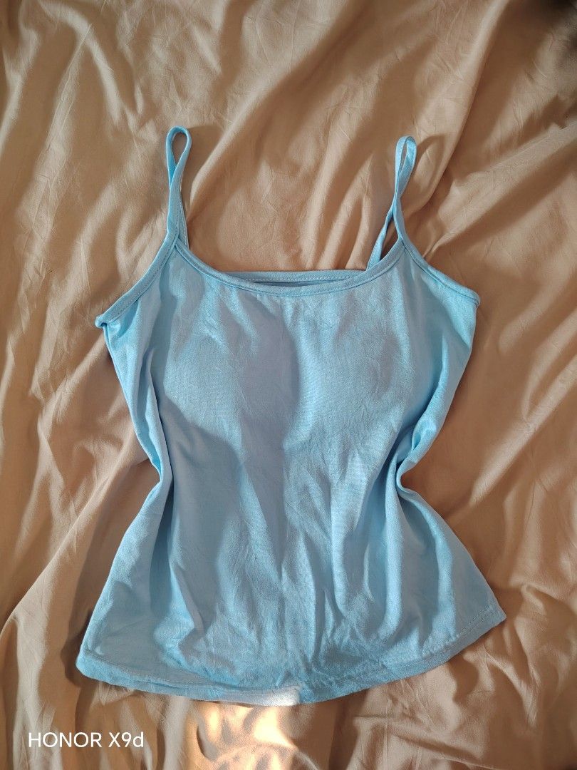 Padded Spaghetti Top (Category: Sleeveless) located in Mabalacat. Submitted by Jackikay.PreLoved (Listing ID 1466438361, Image 1). Description: XS-S. FREE para sa mga may na-mine 3pcs 🩷 Thin fabric and pads, presko pang bahay! .