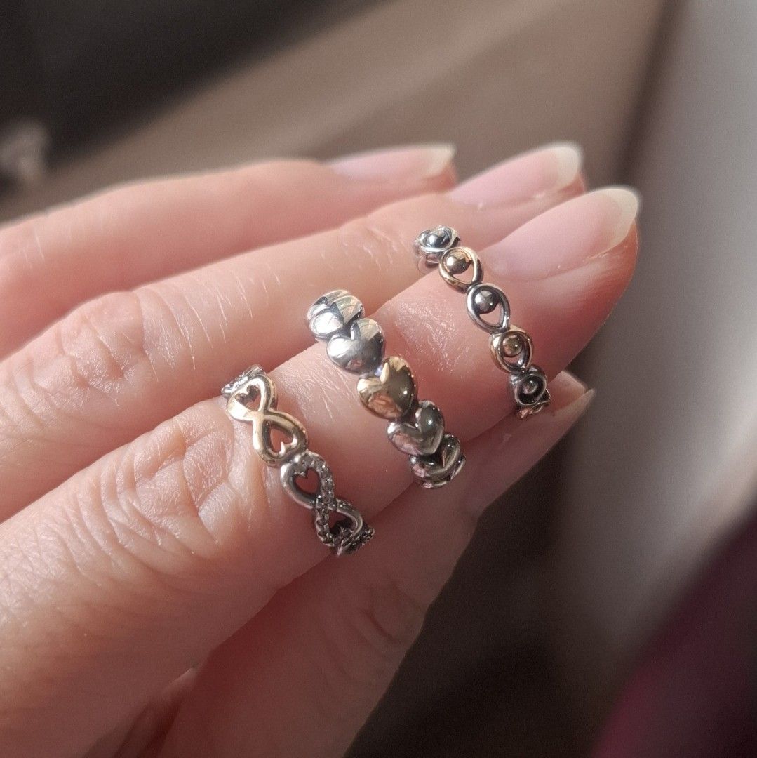 Pandora 14K Infinity Love rings (Category: Rings) located in Iloilo. Submitted by mgu.shoppe_ph (Listing ID 1466341617, Image 1). Description: Infinity Love ring (Right) Preloved like new 14K solid gold center Retired Hard to find Size 48 Comes with box.