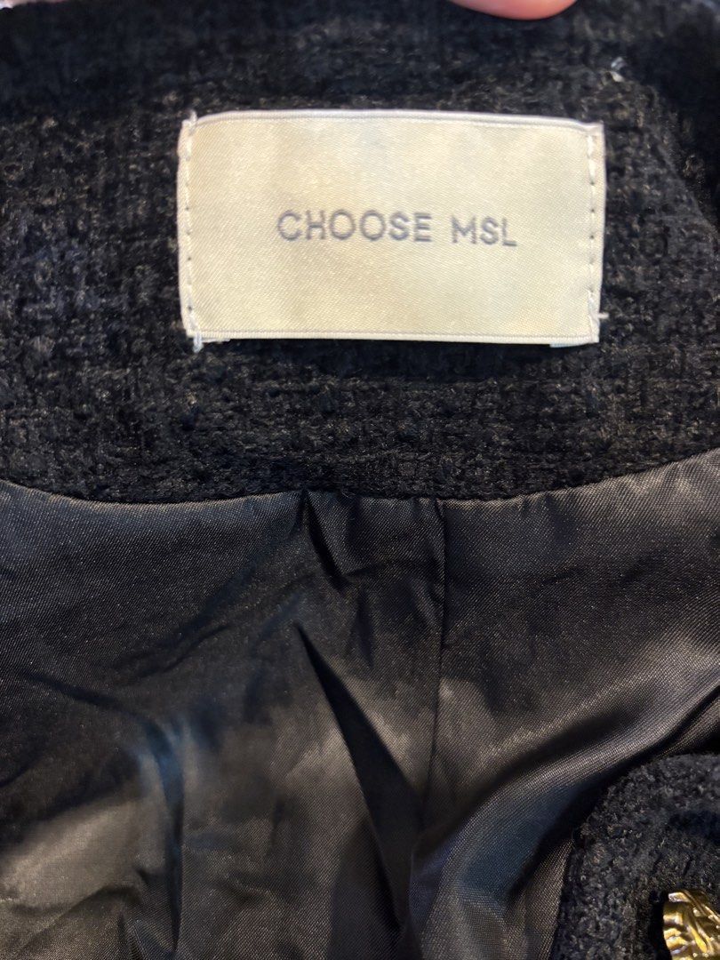 Parisian Ba&sh Inspired Gold-Button Tweed Jacket (Category: Coats, Jackets and Outerwear) located in Baguio. Submitted by twinniesnco (Listing ID 1466380955, Image 2). Description: Parisian Ba&sh-Inspired Gold-Button Tweed Jacket Medium Brand: Choose MSL.