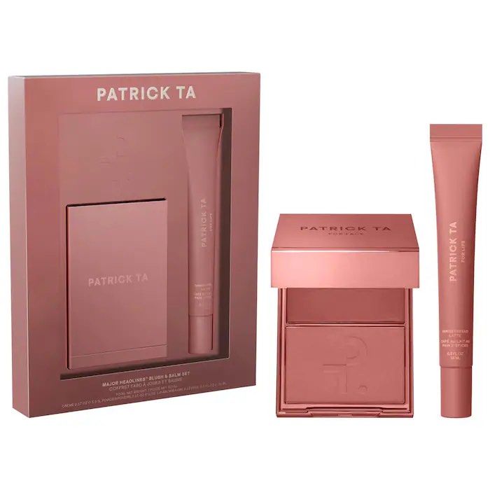 PATRICK TA — USA PASABUY 🇺🇸 (Category: Makeup) located in Manila. Submitted by gotchafinds.ph (Listing ID 1466454772, Image 3). Description: PATRICK TA — USA PASABUY 🇺🇸 Major Headlines Double-Take Crème & Powder Blush Duo & Lip Balm Makeup Gift Set ♡ Something Sweet Blush: Something Sweet — soft rosy pink Lip Balm: Vanilla Chai — soft rosy pink ♡ Something Spicy Blush: Something Spicy — soft warm mocha Lip Balm: Gingerbread Latte — soft warm 