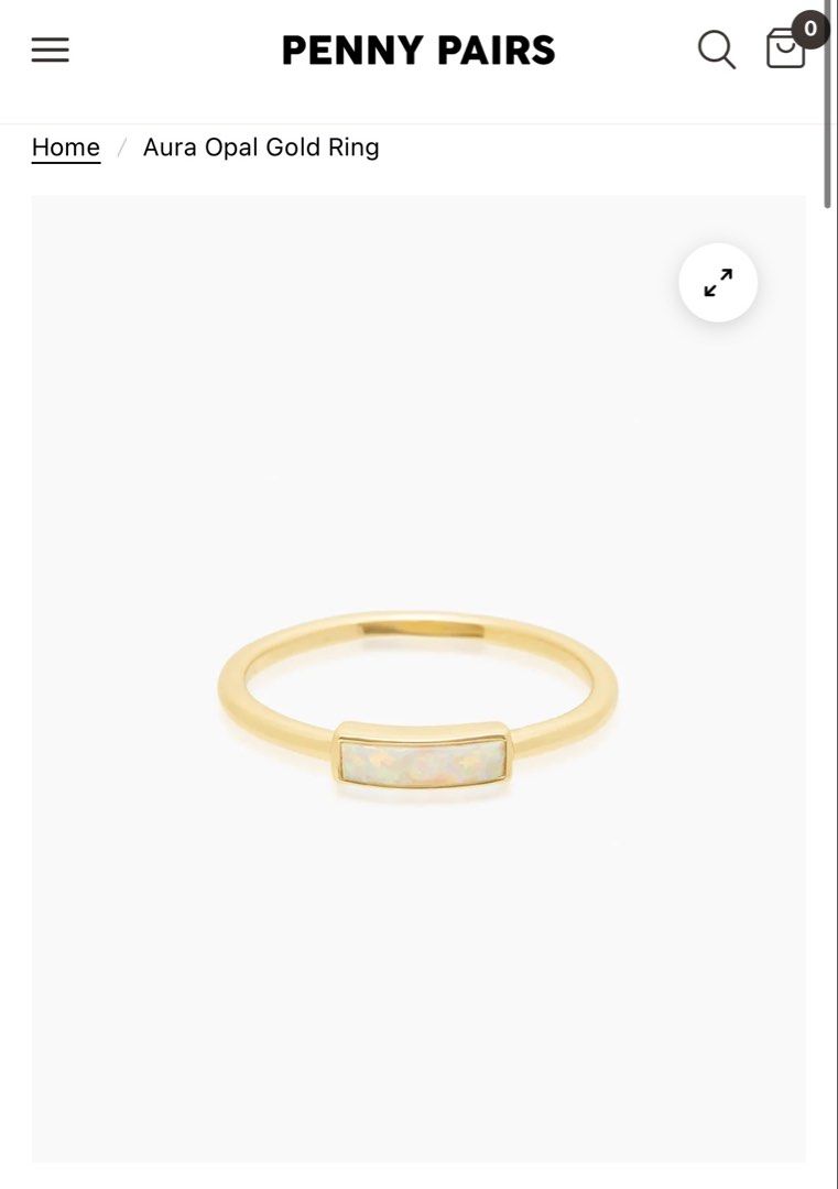 Penny Pairs Opal Ring (Size 9) (Category: Rings) located in Marikina City. Submitted by nj1989 (Listing ID 1466470292, Image 1). Description: Ring size: 9 Gold ring featuring a rectangular white opal stone in a bezel setting. Sleek, minimalist band design. Includes a small beige pouch for storage..
