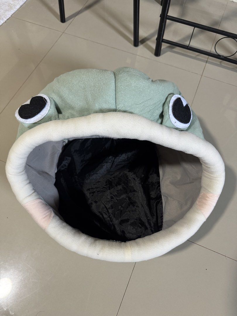 pet bed (Category: Homes & Other Pet Accessories) located in Cagayan de Oro. Submitted by serenexsienna (Listing ID 1466526654, Image 1). Description: ✅frog cave bed for small pets ✅Adorable green frog design complete with big cartoon eyes ✅Wide opening ensures easy access for cats, small puppies and other small pets ✅Ultra-soft plush exterior and interior for maximum coziness ✅black fabric at the bottom to protect against floors ✅Provides a priv