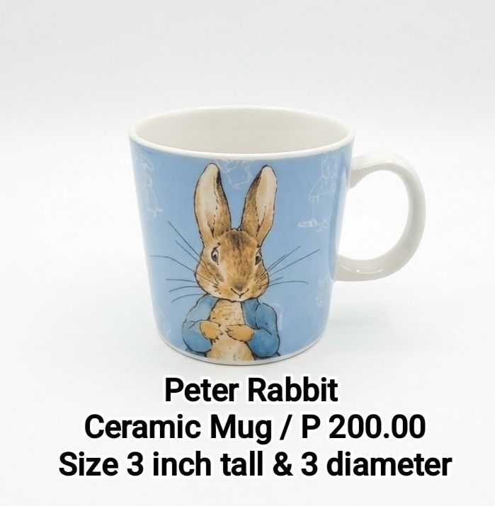 Peter Rabbit Ceramic Mug (Category: Coffee & Tea Tableware) located in Binan City. Submitted by mayjhe (Listing ID 1466471456, Image 1). Description: 💛 For Sale 💛 🌸 Peter Rabbit 🍀 Ceramic Mug 📍 Condition: Good / No box 💰 Price is ₱ 200.00 👉 Other details posted 🇵🇭 Location Biñan Laguna 🛵 Courier J& T and Lalamove 📋 Shipping by schedule 📍 NO COD & COP 📌 All items are carefully packed and labeled with Fragile stickers for breakable goo