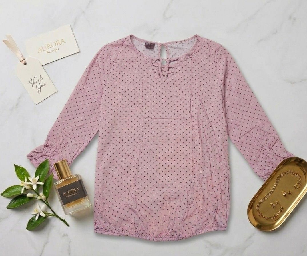 Pink polka-dot peasant blouse (Category: Others Tops) located in General Trias. Submitted by abbyprelovesclothing-2025 (Listing ID 1466407975, Image 1). Description: .