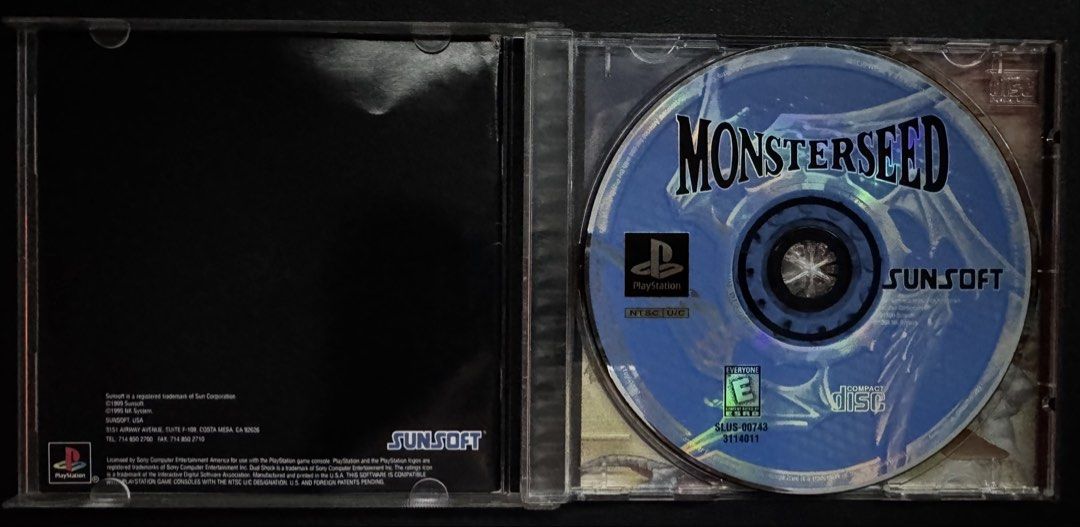PlayStation (PS1) Game - Monsterseed (NTSC-U/C) (Category: PlayStation) located in Taytay. Submitted by liekoi08 (Listing ID 1466437051, Image 2). Description: NOTE: COMPLETE IN BOX CONDITION. For serious collectors looking for a clean, pristine copy to complete their PlayStation collection, as well as tactical RPG fans and enthusiasts. Game case, original front/back insert artwork, and instruction manual are completely intact with only very mino