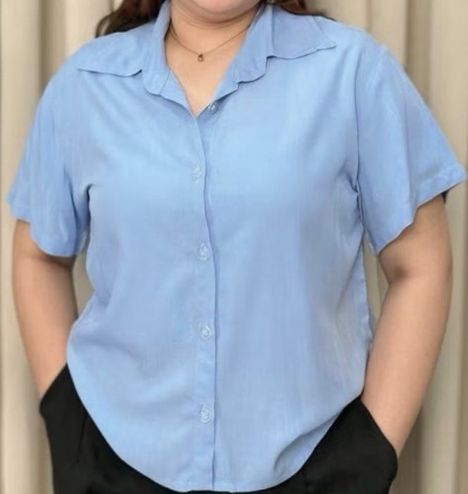 Plus Size Blouse Polo (Powder blue) - Unused (Category: Blouses) located in Manila. Submitted by tmlo.25 (Listing ID 1466369737, Image 1). Description: Plus Size Blouse Polo - Unused - Powder Blue - Brand new - Cozy & Komfi Best fit (Bust): 55”-58” Bustline (Flat lay): 60” Armhole: 24” Length: 28” Material: Soft Linen RFS: bought the wrong size.
