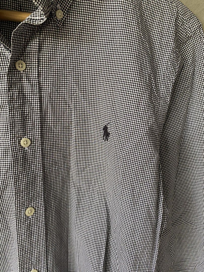 Polo Ralph Lauren longsleeves (Category: Coats, Jackets and Outerwear) located in Manila. Submitted by why_notph (Listing ID 1466477799, Image 3). Description: - Color/Pattern: Black and white check (houndstooth/gingham) - Style: Classic collared button-down - Material: Standard woven cotton - Versatility: Great for casual or smart-casual wear - Pairing: Easy to match with jeans or slacks - Dimensions: 29x19.