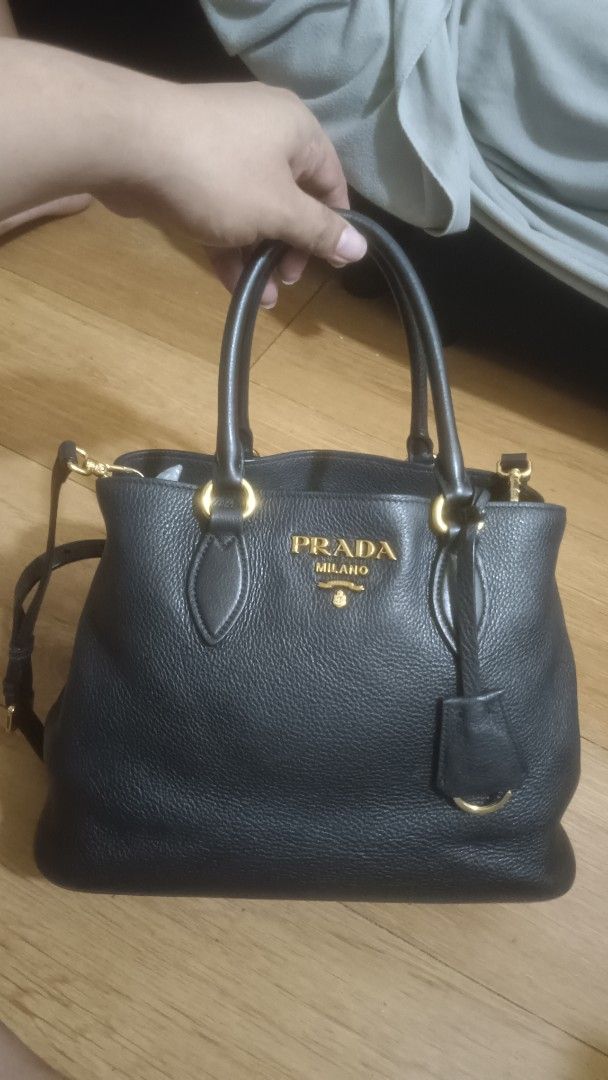Prada Vitello Leather Tote Bag (Category: Luxury Bags & Wallets) located in Quezon City. Submitted by lindatorres (Listing ID 1466549303, Image 1). Description: - Authentic Prada tote bag inclusion Entrupy Certificate Prada Authenticity Card Provided Dustbag Strap Lalamove, meet up, or pick up Fairview Qc .