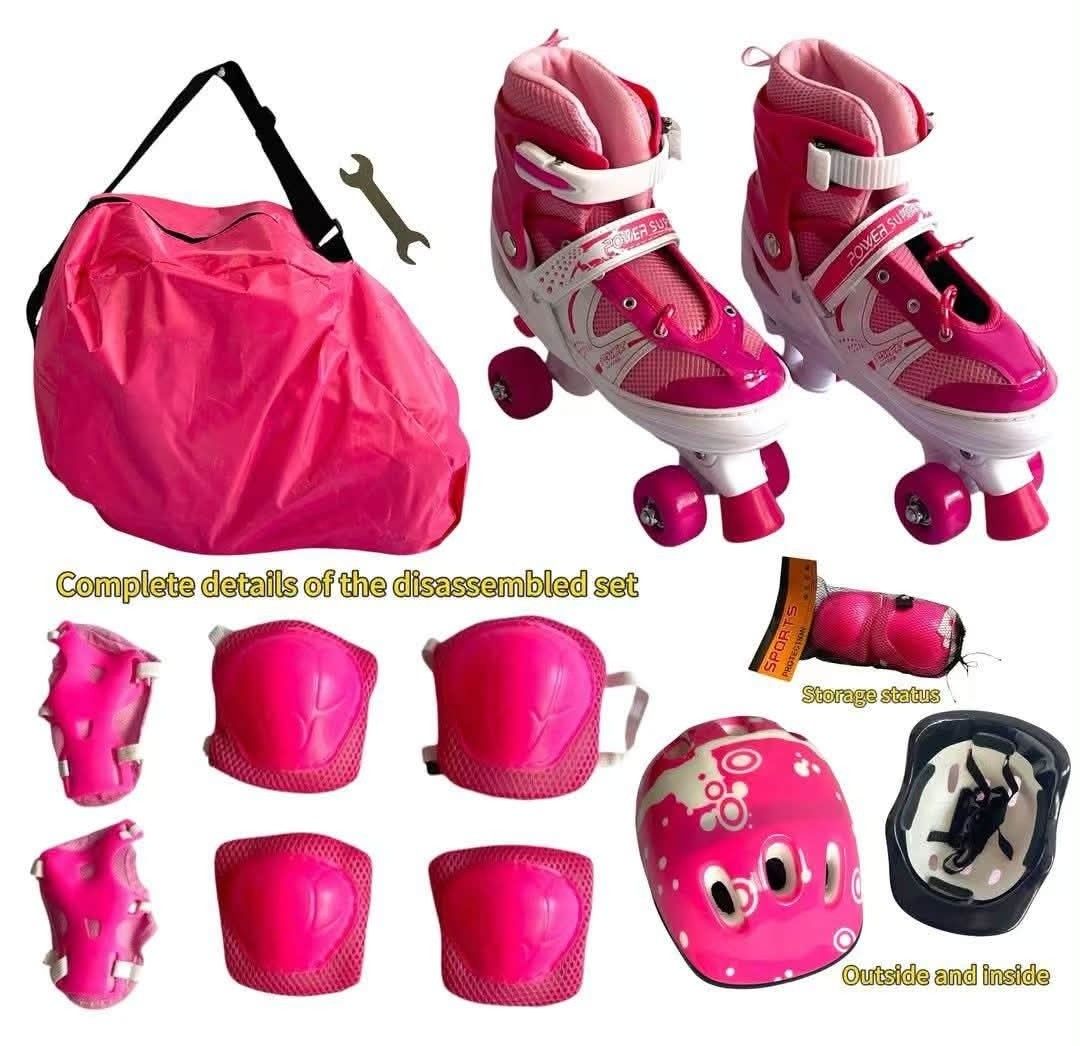 Quad Roller Skates Full Protective Gear Set with Carry Bag (Category: Skates, Rollerblades & Scooters) located in Manila. Submitted by dryt1 (Listing ID 1466558835, Image 3). Description: - Complete beginner set: Includes quad skates, helmet, knee pads, elbow pads, wrist guards, and wrench - Fully adjustable sizing for a secure, comfortable fit - Safe & Sturdy: Four-wheel setup with secure ankle buckle and lace-up closure - 4 vibrant colors avail