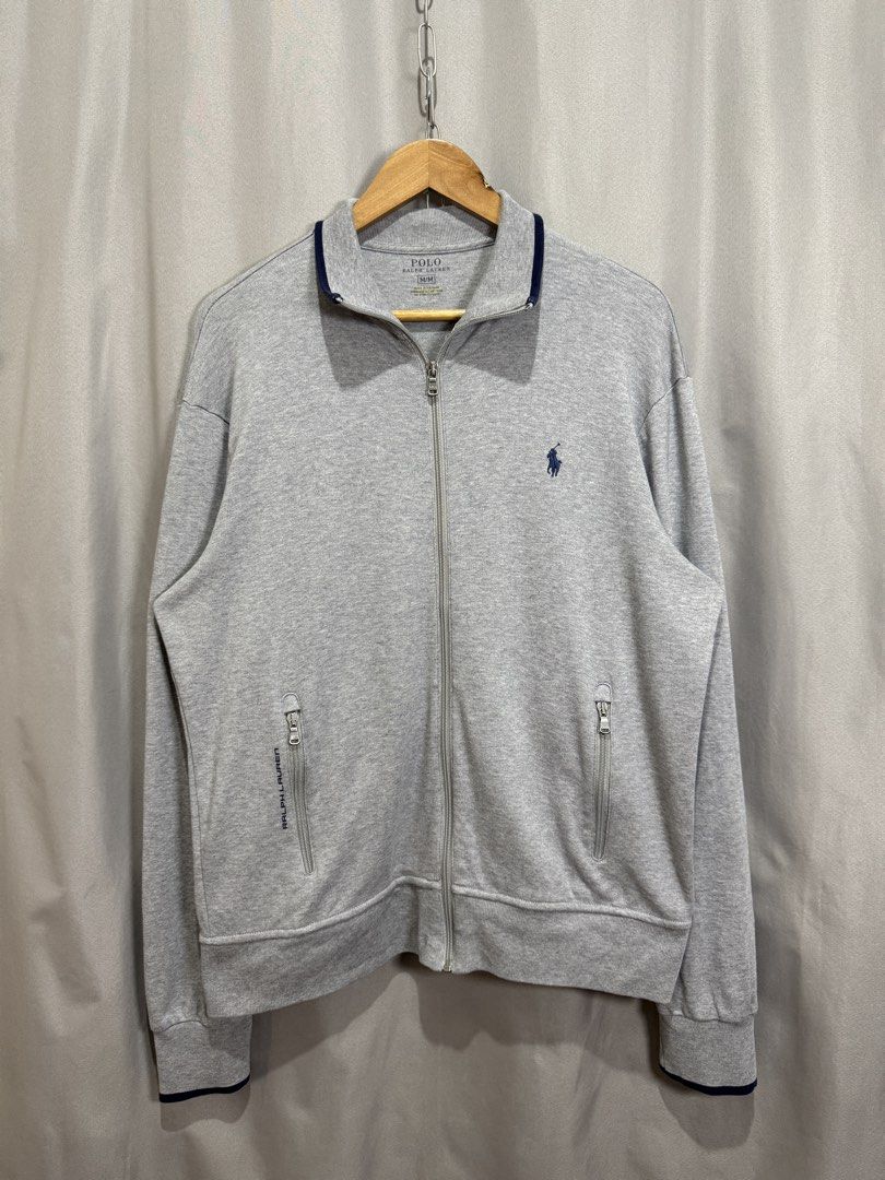 Ralph Lauren Gray Track Jacket (Category: Coats, Jackets and Outerwear) located in Meycauayan. Submitted by itstimothrifts (Listing ID 1466386571, Image 1). Description: Ralph Lauren Gray Track Jacket Excellent Condition M on tag fits L W 23 L 27.5.