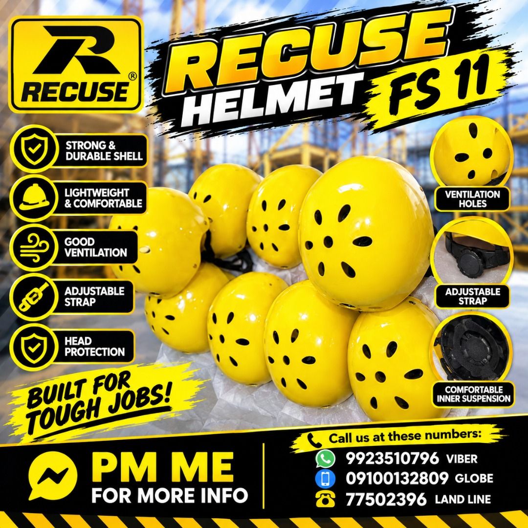 RECUSE HELMET (Category: Looking For) located in Paranaque City. Submitted by buynowbilikanow (Listing ID 1466420327, Image 1). Description: ✅ Guaranteed lowest price ✅ Quality products ✅ Big discount for bulk orders ✅ 100% LEGIT TRUSTED SUPPLIER! ✅ With Complete Legal Documents ✅ BIR Registered We Supply All Kinds Of PPE Supplies, Raincoat, Hard Hat, Cooler Box, Plastic Trash Bin, Road Barriers, Kayak Boats, Crystal Kayak, Traffic Cone, T-Bollar