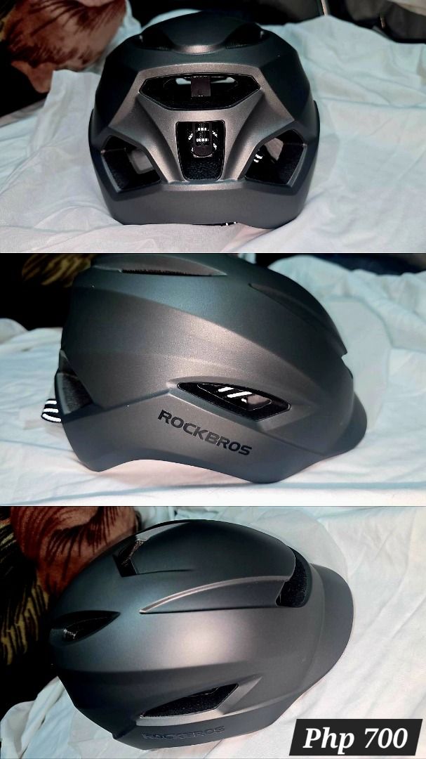 Rockbros Matte Black Cycling Helmet (Category: Bicycles) located in Manila. Submitted by siriusrocky (Listing ID 1466352898, Image 1). Description: - Matte black finish with a sleek, minimalist aesthetic - Aerodynamic shape featuring multiple ventilation slots for airflow - Adjustable rear dial for a snug and secure fit - Removable visor included for versatile riding - Sturdy construction ideal for road cycling and trail commuting.