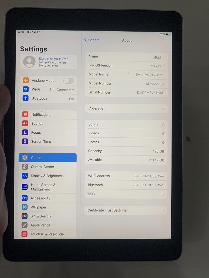 Rush Sale iPad pro 9.7 wifi use (Category: Other Gadgets) located in San Juan City. Submitted by spartan_222004 (Listing ID 1466492356, Image 2). Description: IPAD PRO 9.7INCH PRICE: ₱6,000 ✅ 128GB Storage ✅ Good Condition ✅ Wifi Use ✅ Smooth Performance ✅ Perfect for School, Work & Entertainment ✅ Ready to Use FREEBIES: • Case • Tempered Glass • Charger 📍LOCATION: AC-09 V Mall 2nd Floor, Greenhills San Juan City, Metro Manila 09350410789 LBC an