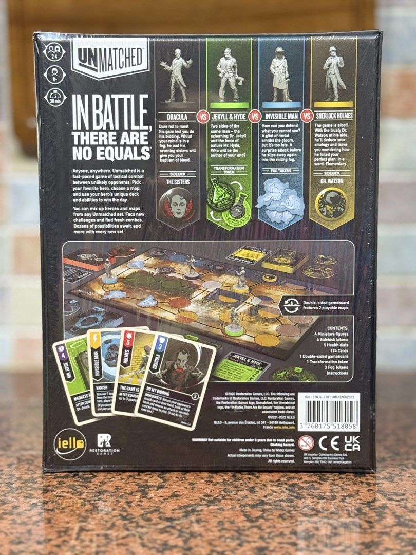 SEALED Unmatched: Cobble & Fog (Category: Board Games & Puzzles) located in Paranaque City. Submitted by theandiefeated (Listing ID 1466436138, Image 3). Description: Brand new. Purchased from Gaming Library. RFS: Extra copy Original price: 2700 Negotiable price. FREE SHIPPING WITHIN BF HOMES PARANAQUE .