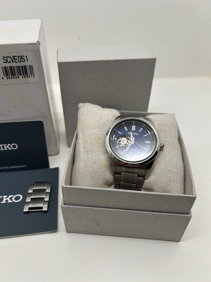 Seiko Selection "Blue Open-heart" SCVE051 (Category: Men's Watches) located in Taguig. Submitted by chronoholic.manila (Listing ID 1466504184, Image 1). Description: FS !! Seiko Selection "Blue Open-heart" SCVE051 ₱11000 (slight negotiable) 9.2/10 condition, pre-owned Inclusions: - Inner and Outer Box - Manual - Guaranteed Card - Extra Links Loc: taguig, can do meetups/shipping.