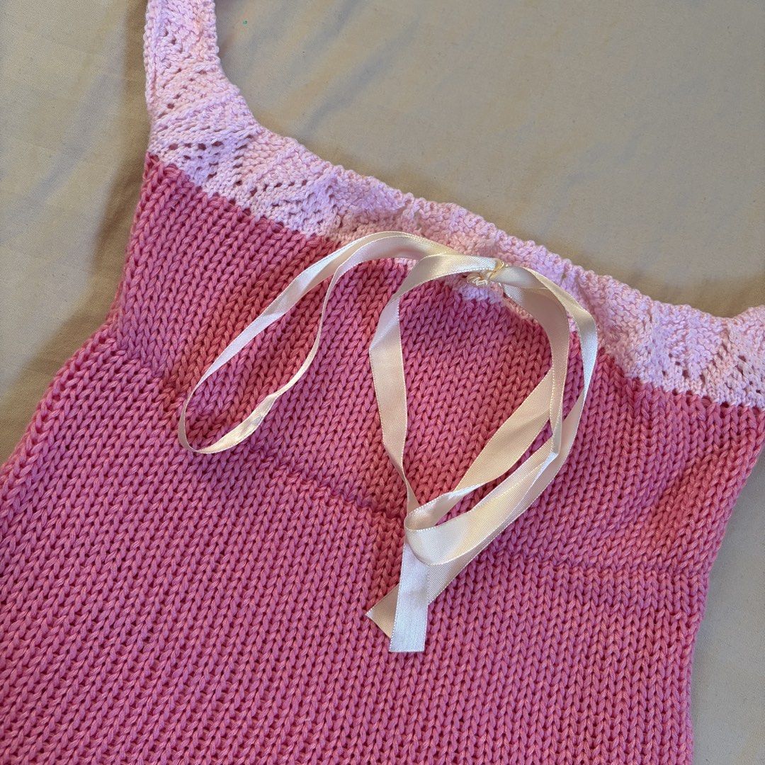 Shein Pink Knit Off-Shoulder Top Size M (Category: Longsleeves) located in Mandaluyong City. Submitted by afterceej (Listing ID 1466473262, Image 2). Description: - Brand: Shein - Style: Pink knit off-shoulder top with sweet lace trim - Details: Light pink lace edges and cream satin ribbon bow at the center front - Size: EU M / US 38 / UK 6 - Material: 100% polyester (soft and very comfortable) - Care: Hand wash recommended 📍 Mandaluyong 🚚 Ship