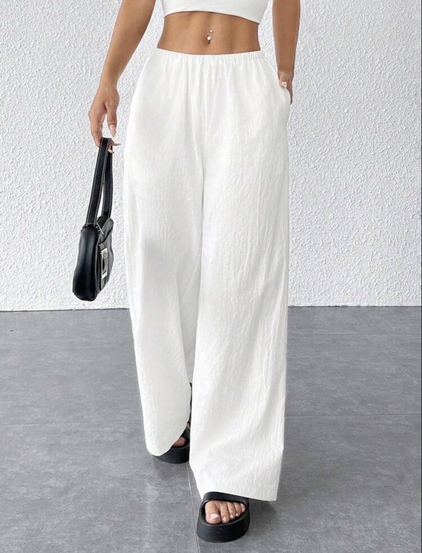 Shein White Linen Pants (Category: Other Bottoms) located in Manila. Submitted by sunglassesindoor (Listing ID 1466546675, Image 1). Description: •Used once •Message for more inquiries! 💸 Payment via GCash only 📦 Delivery via J&T or Lalamove.